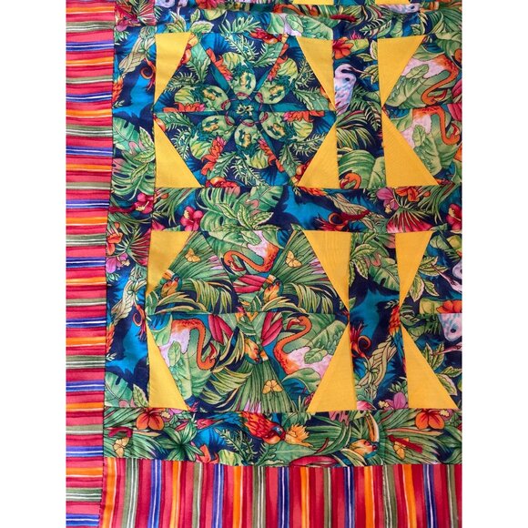 Quilt Cotton Stack & Whack Pattern Childs Colorful Picnic Blanket - Picture 2 of 5